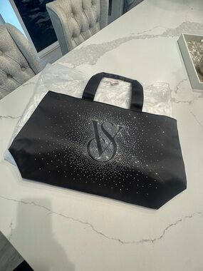 Victoria's Secret Black Tote with Crystal VS Monogram
